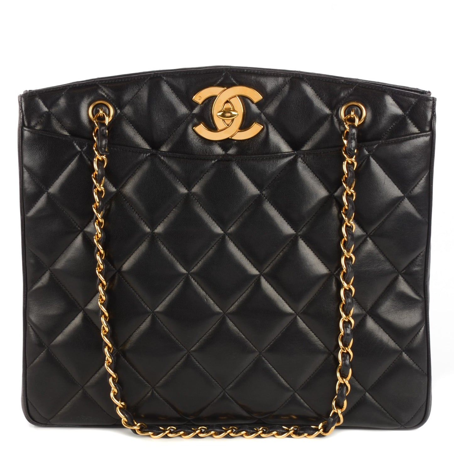 Lambskin Quilted CC Shoulder Bag Black