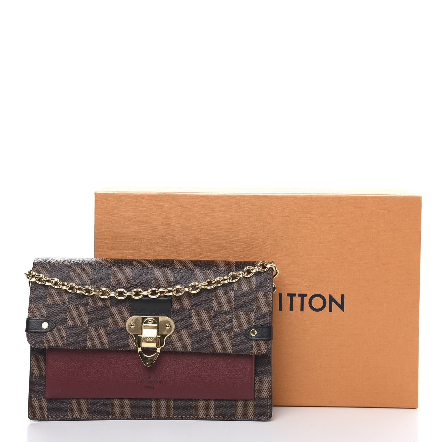 Louis Vuitton Damier Ebene Vavin Chain Wallet Red 10 of 10