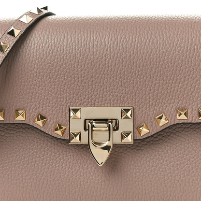 Valentino Garavani Pebbled Calfskin Medium Rockstud Flip Lock Crossbody Bag Poudre 8 of 10