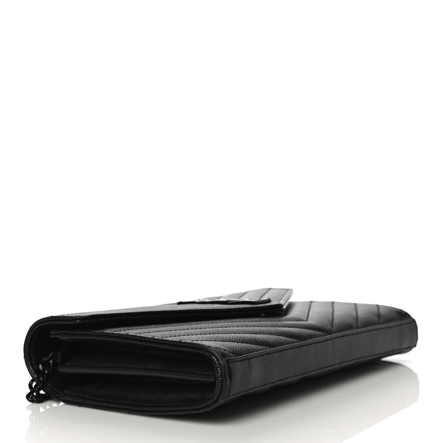 Grain De Poudre Matelasse Chevron Monogram Chain Wallet Black