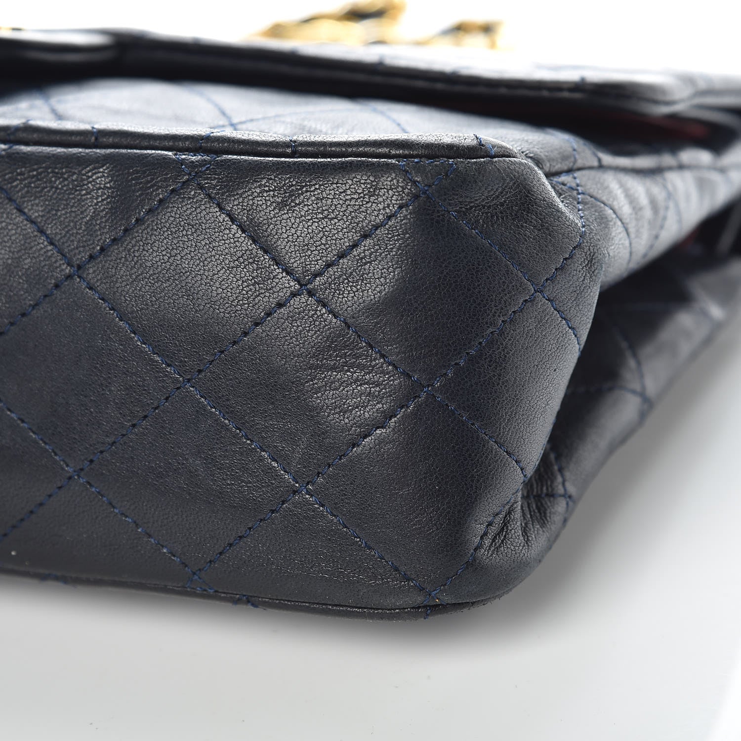 Chanel Lambskin Quilted Medium Double Flap Navy 15 of 15