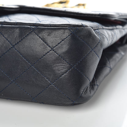 Chanel Lambskin Quilted Medium Double Flap Navy 15 of 15