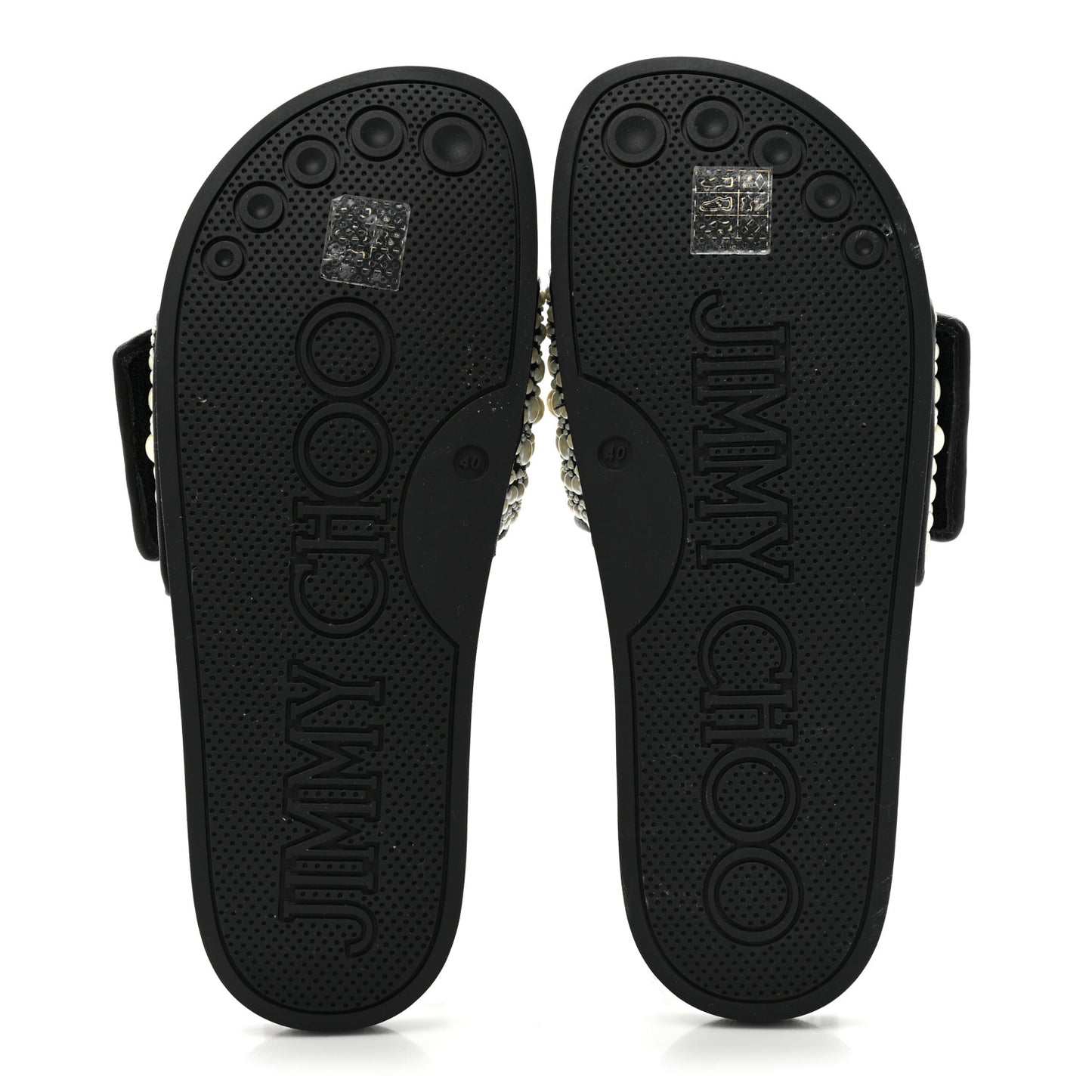 Canvas Pearl Embellished Fitz Slide Sandals 40 Black