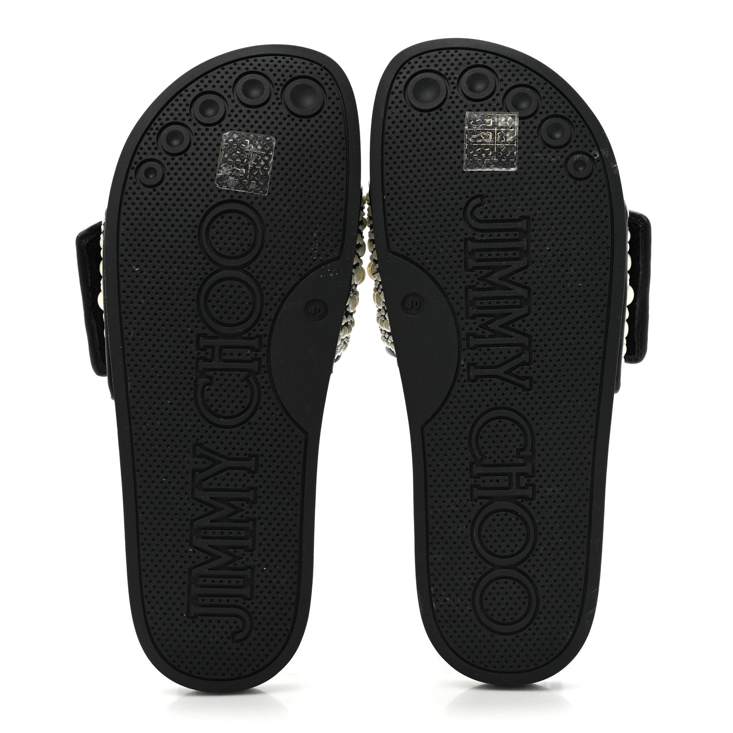 Jimmy Choo Canvas Pearl Embellished Fitz Slide Sandals 40 Black 5 of 7