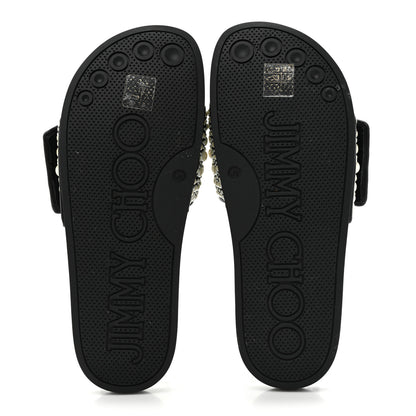 Jimmy Choo Canvas Pearl Embellished Fitz Slide Sandals 40 Black 5 of 7
