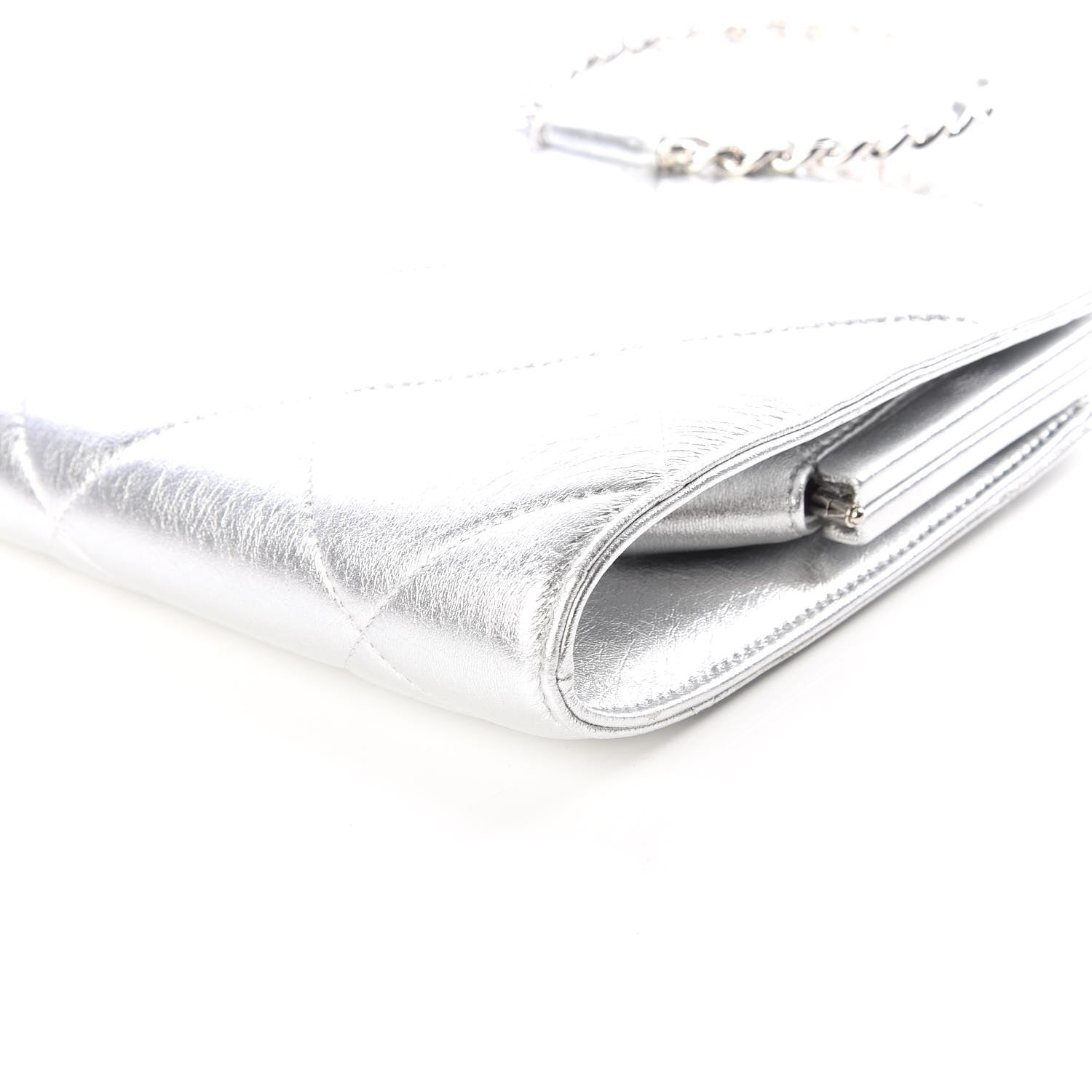 Chanel Metallic Crumpled Lambskin Clutch Silver 6 of 9
