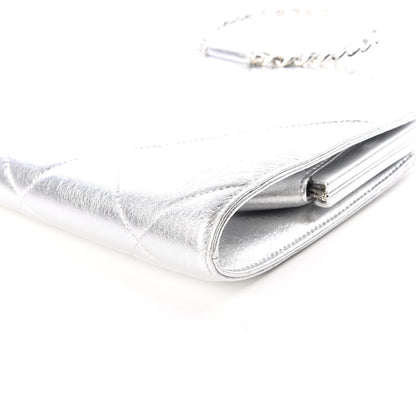 Chanel Metallic Crumpled Lambskin Clutch Silver 6 of 9