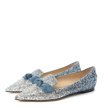 Jimmy Choo Glitter Degrade Fireball Gabie Flats 37.5 Silver Dusk Blue 3 of 10