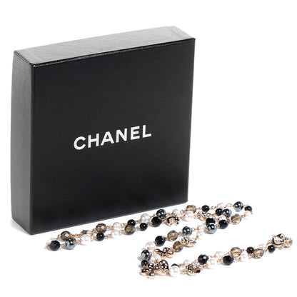 Chanel Pearl Crystal CC Beaded Lucky Charms Long Necklace Gold 7 of 7