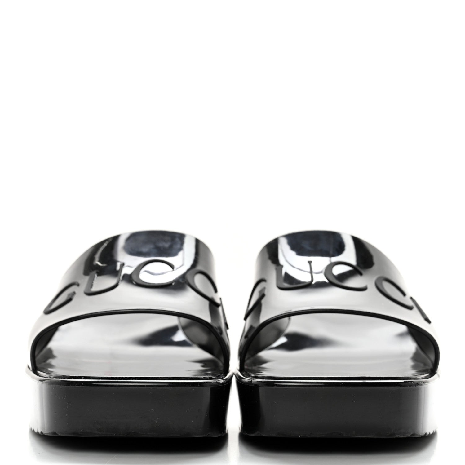 Gucci Rubber Gucci Logo Womens Platform 20/60mm Slide Sandals 41 Black 2 of 13