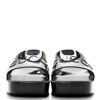 Gucci Rubber Gucci Logo Womens Platform 20/60mm Slide Sandals 41 Black 2 of 13