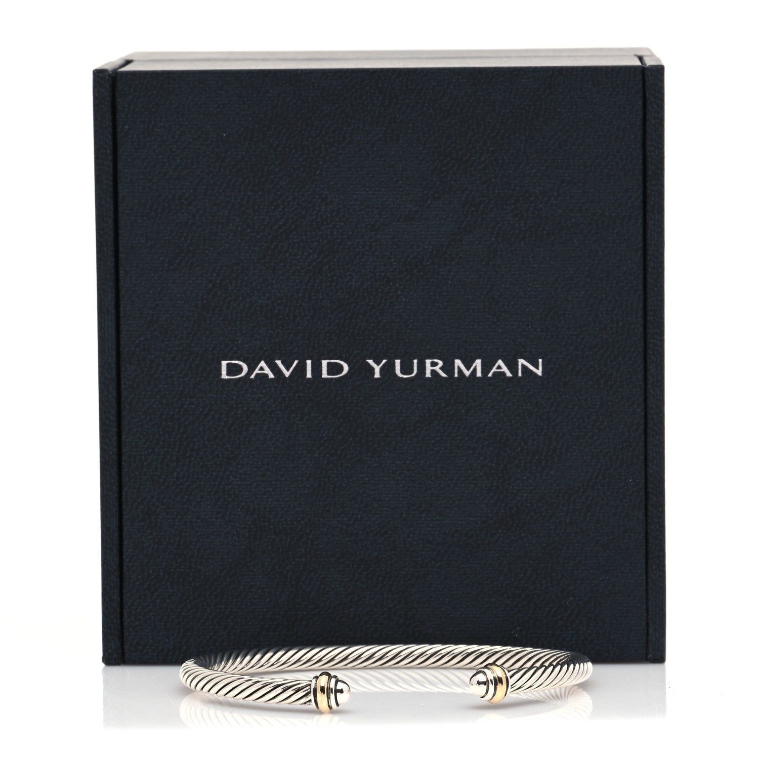 David Yurman Sterling Silver 18K Yellow Gold 4mm Cable Classics Bracelet 4 of 4