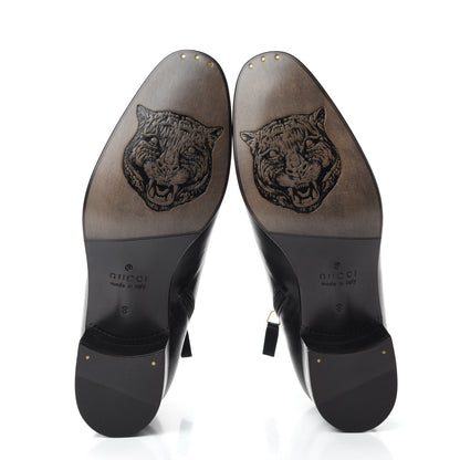 Gucci Goatskin Mens Kitten Chain Horsebit Ankle Boots 8 Black 6 of 9