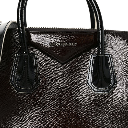 Givenchy Textured Patent Calfskin Small Tri-Color Antigona Black White Brown 8 of 10
