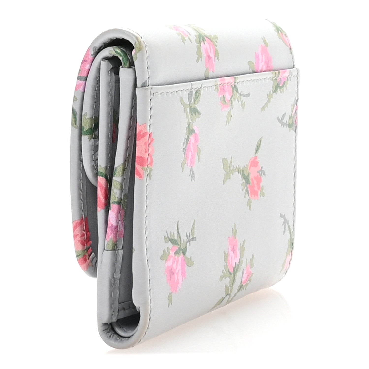 Prada Vitello Rose Metal Tri-Fold Compact Wallet Perla 3 of 8