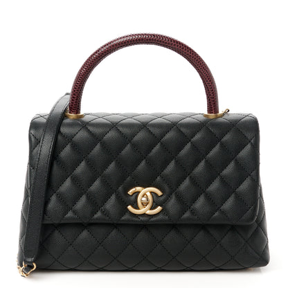 Chanel Caviar Lizard Embossed Quilted Small Coco Handle Flap Black 1 of 12
