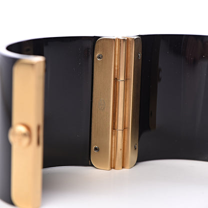 Chanel Resin CC Cuff Bracelet Black Gold 4 of 5