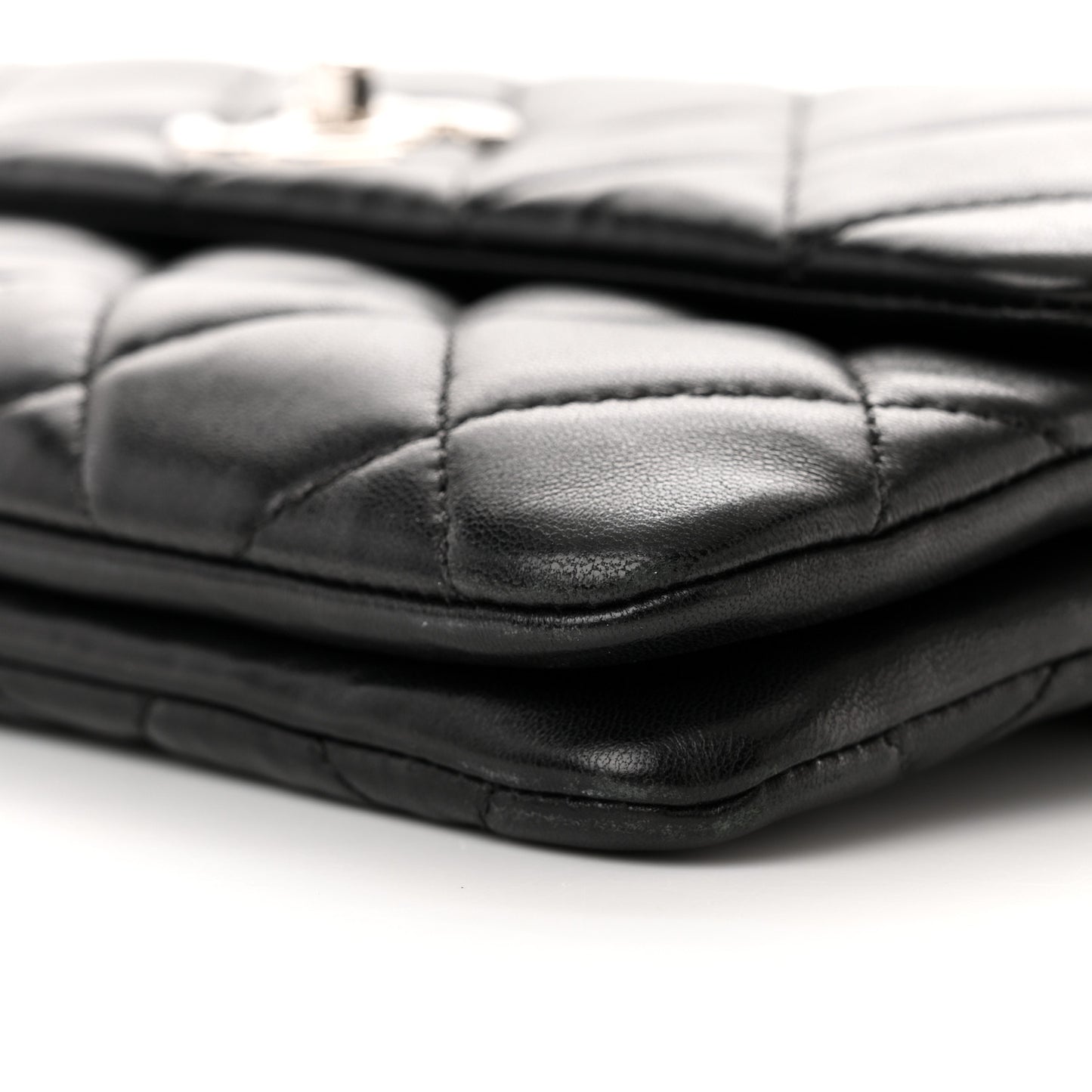 Lambskin Quilted Double Sided Clutch With Chain Black