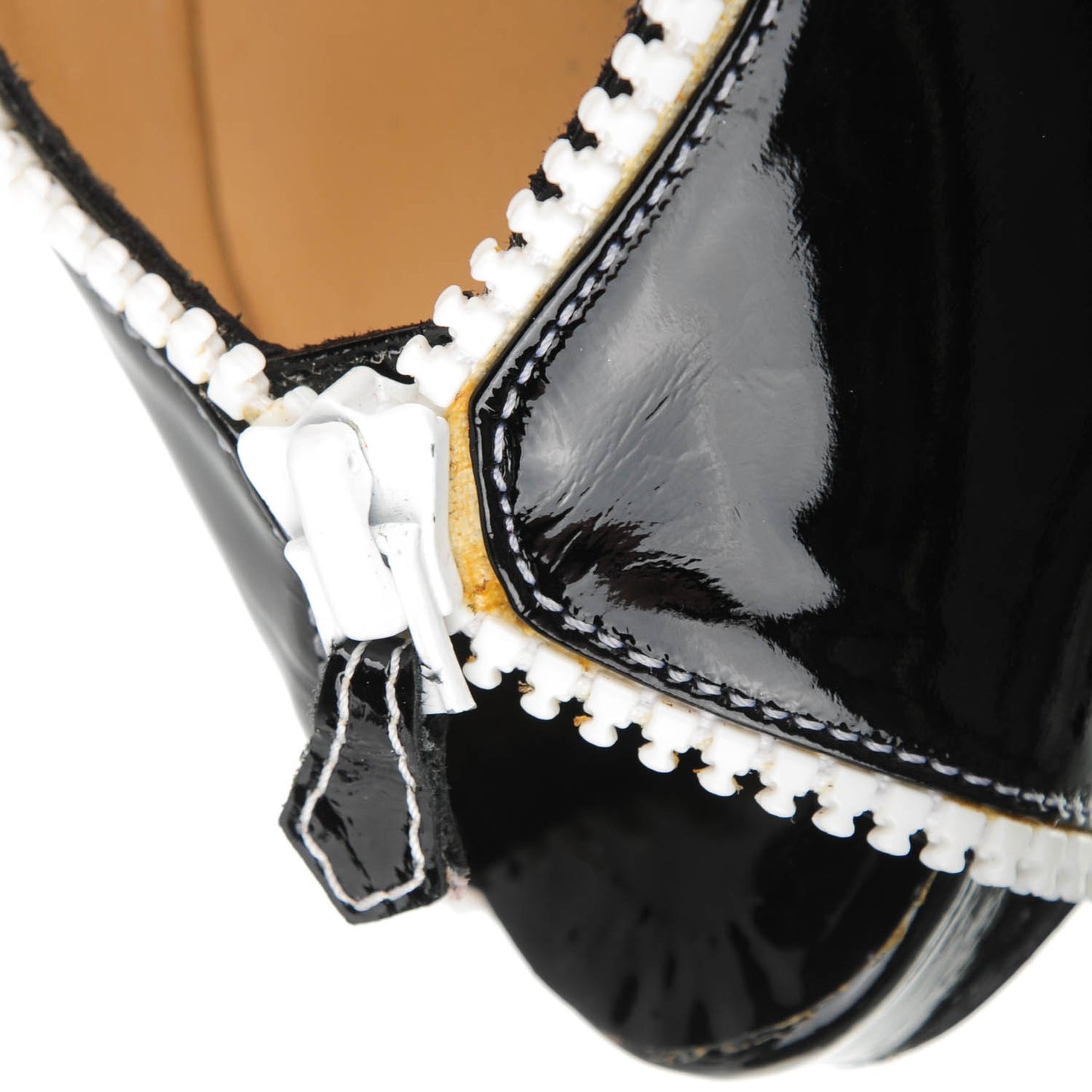 Patent Caracolo Plateau Platform Peep Toe Pumps 36 Black