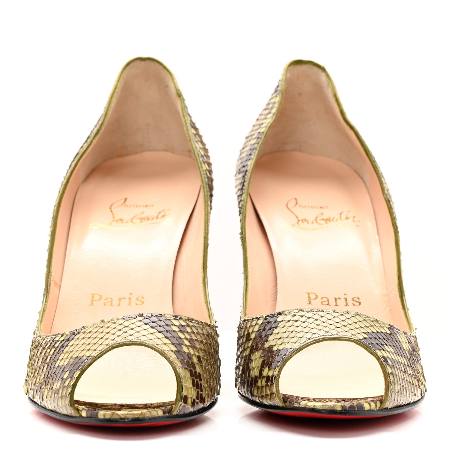 Snakeskin Yoyo 85 Peep Toe Pumps 36 Green