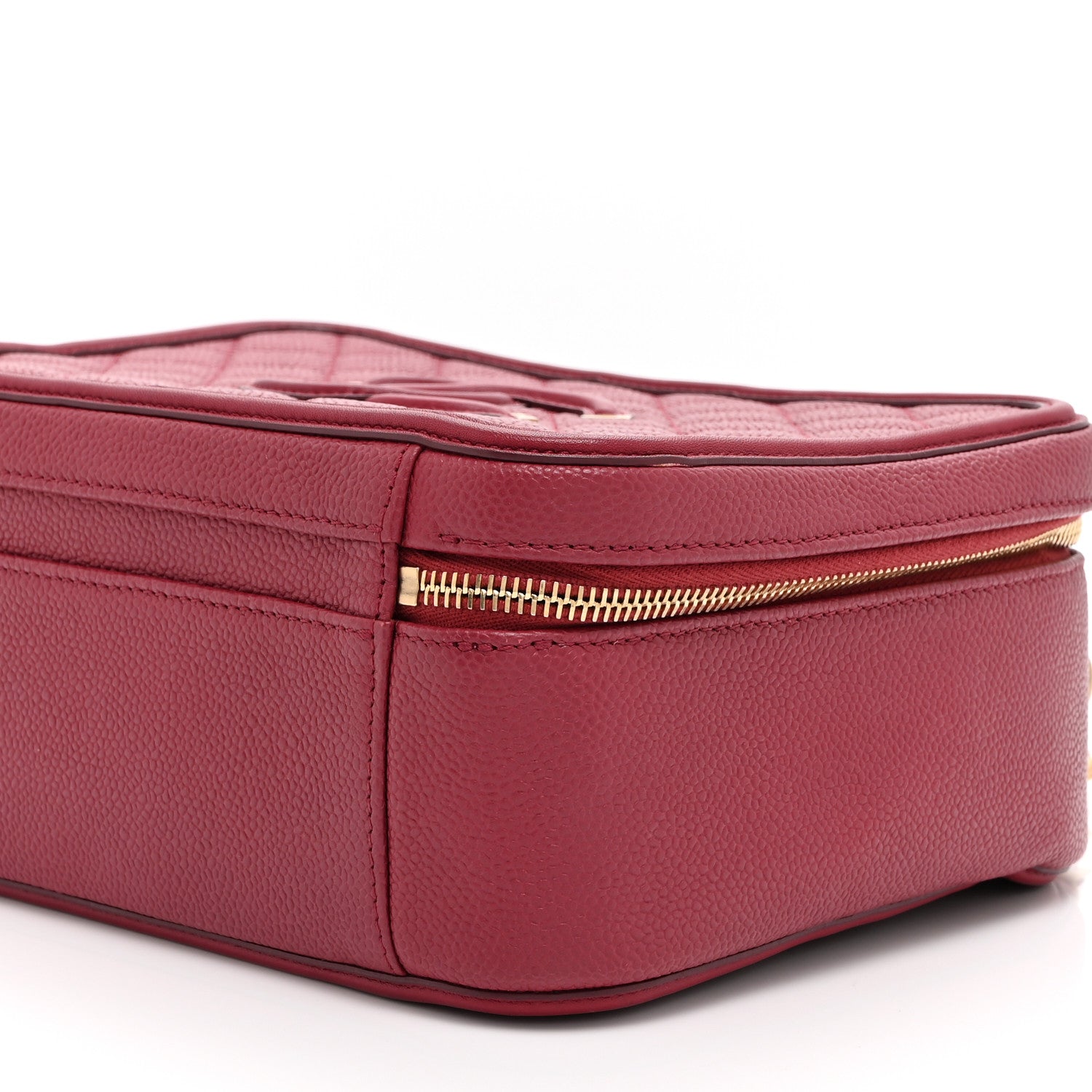 Chanel Caviar Quilted Large CC Filigree Vanity Case Burgundy 10 of 10