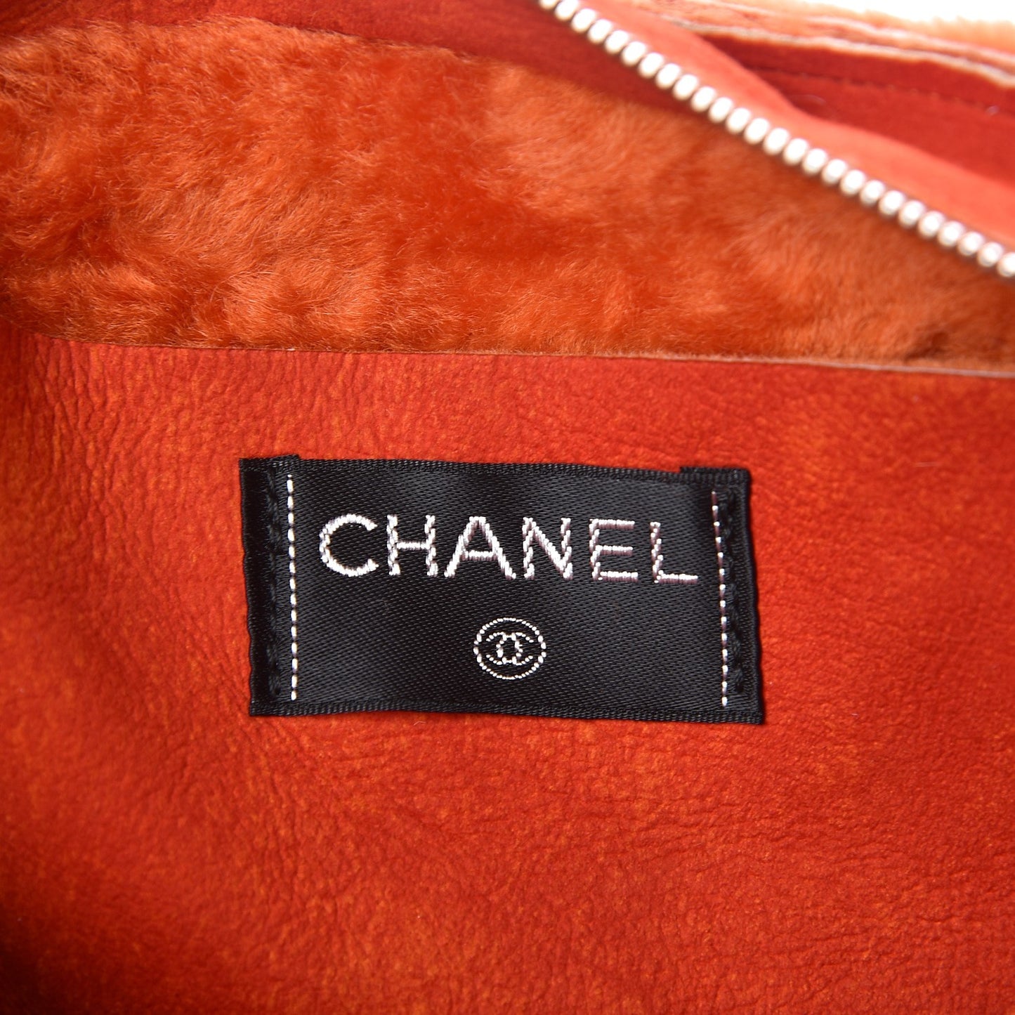 Suede Shearling Fur Shoulder Bag Orange