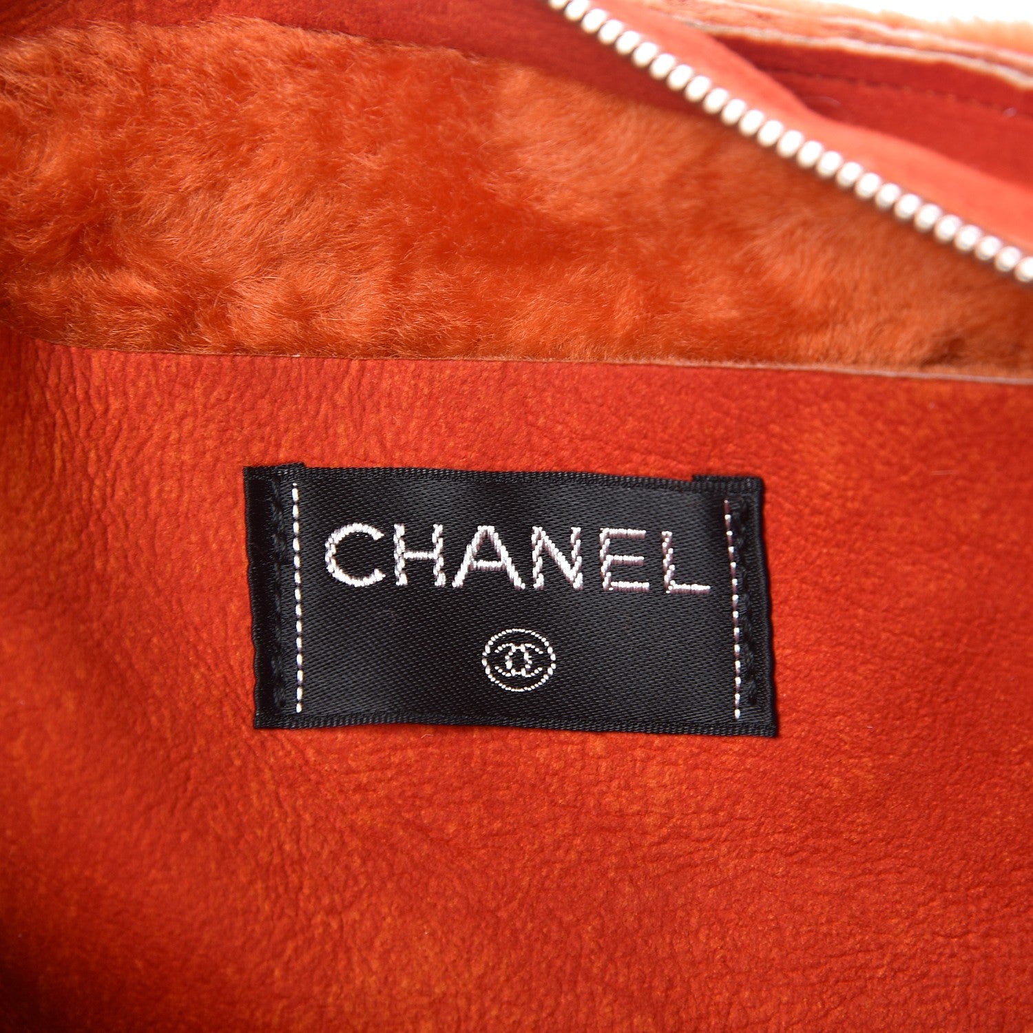 Chanel Suede Shearling Fur Shoulder Bag Orange 6 of 8