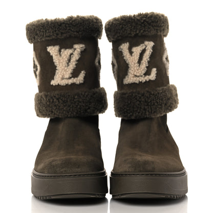 Louis Vuitton Suede Calfskin Shearling Snowdrop Flat Ankle Boot 41 Khaki 2 of 9