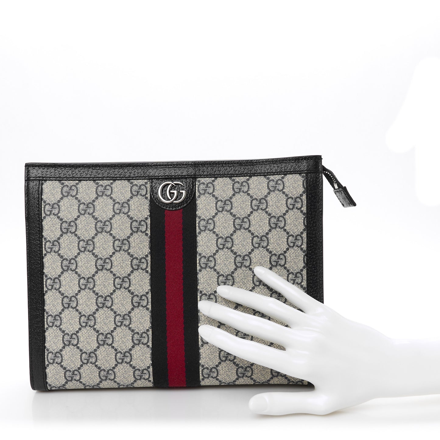 GG Supreme Monogram Web Ophidia Pouch Beige Blue