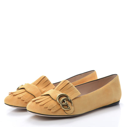 Gucci Kid Scamosciato GG Marmont Fringe Flats 39 Crystal Copper 3 of 8
