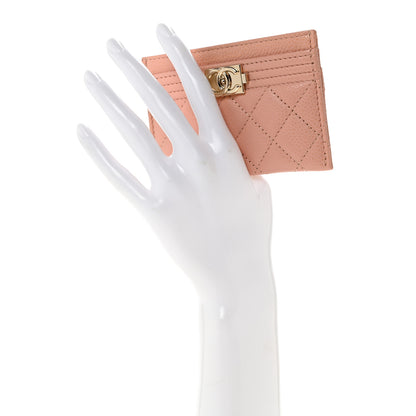 Chanel Caviar Quilted Boy Card Holder Light Pink 2 of 10