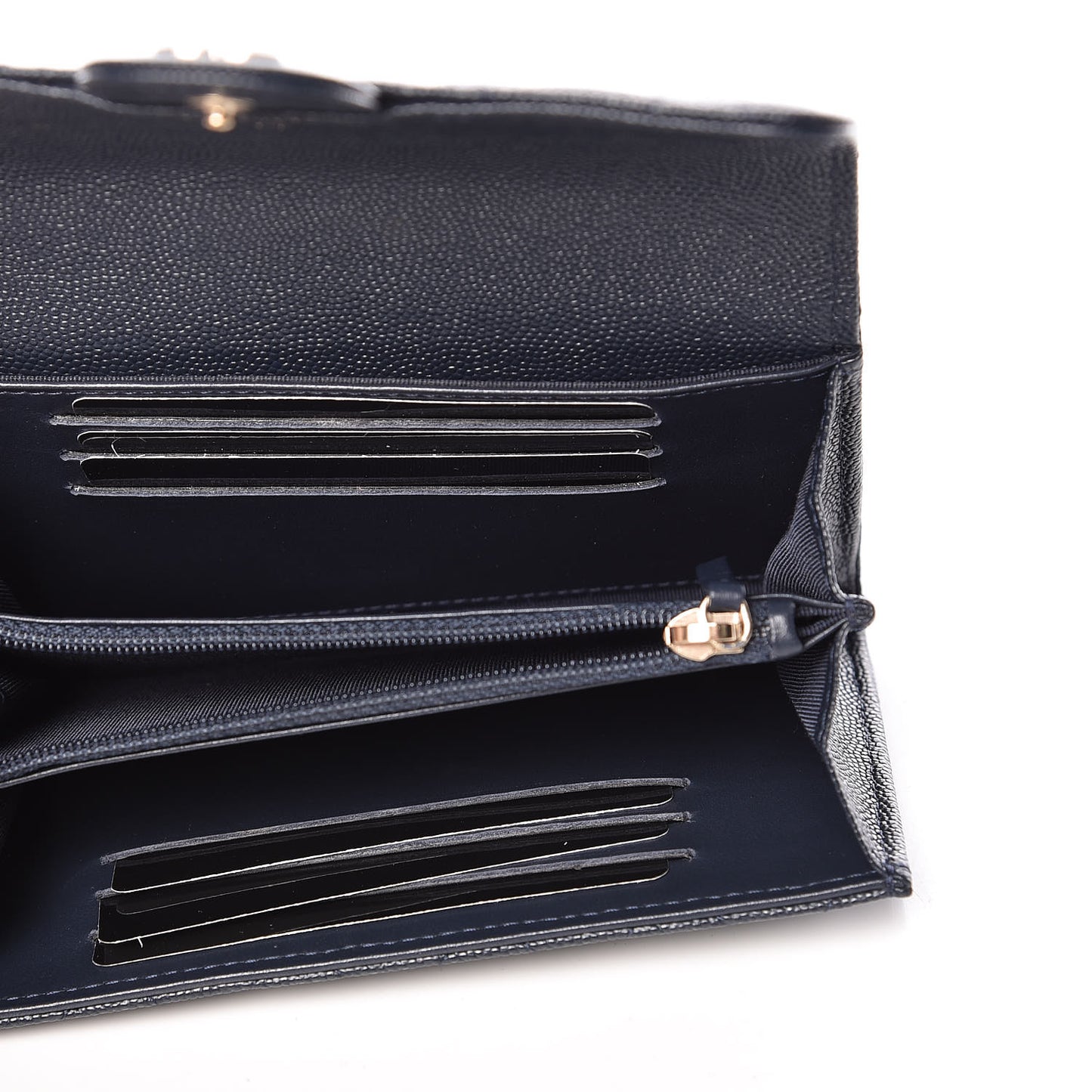Caviar Quilted Medium Flap Wallet Navy