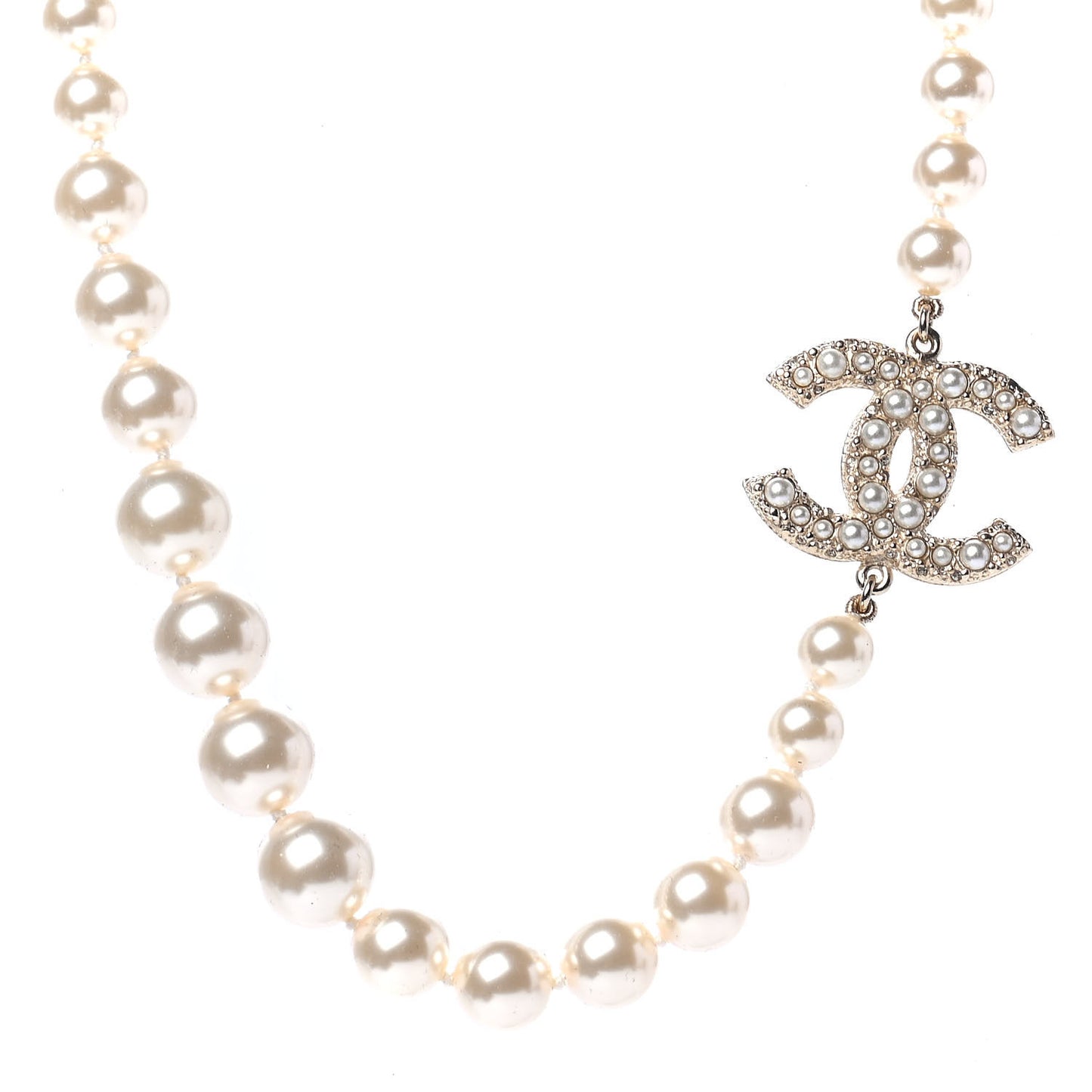 Pearl CC 100th Anniversary Necklace Light Gold