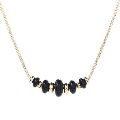 David Yurman 18K Yellow Gold Black Onyx Rio Rondelle Short Station Necklace 4 of 7