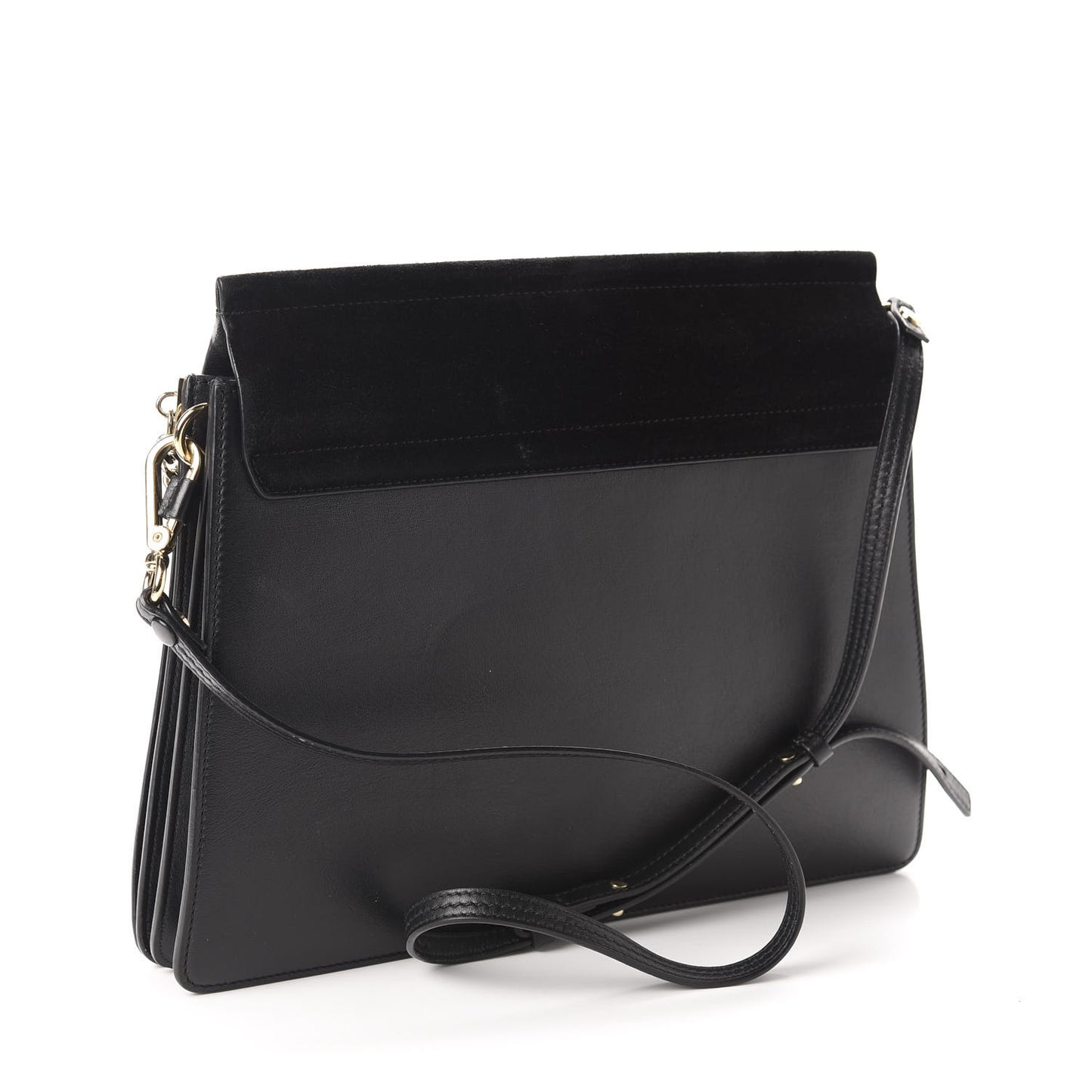Suede Calfskin Medium Faye Shoulder Bag Black