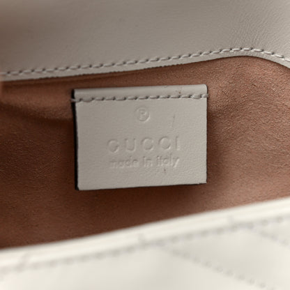 Gucci Calfskin Matelasse Super Mini GG Marmont Shoulder Bag White 6 of 11