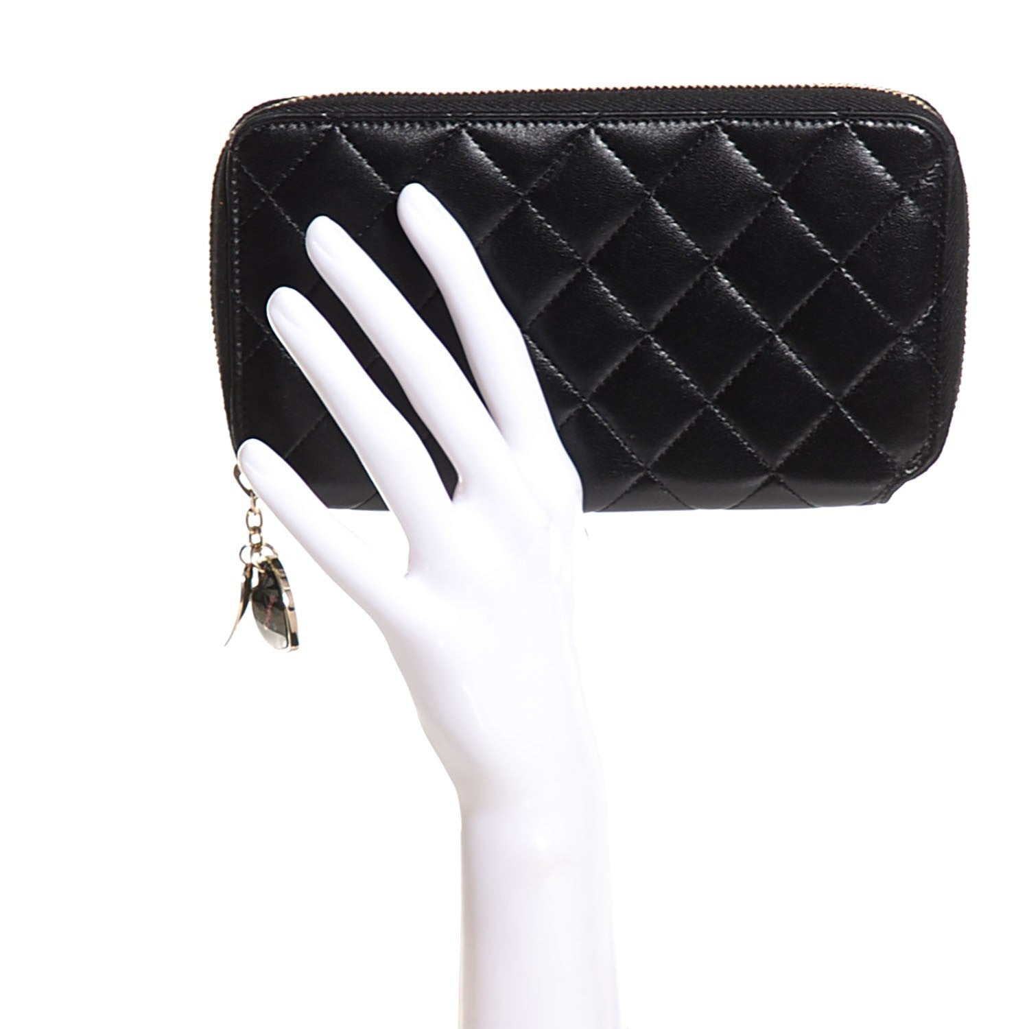 Chanel Glazed Calfskin Quilted Reissue Zip Around Wallet Black 2 of 8