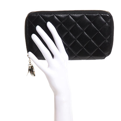 Chanel Glazed Calfskin Quilted Reissue Zip Around Wallet Black 2 of 8