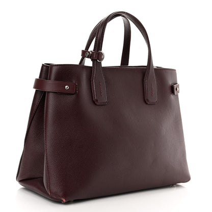 Burberry Grainy Calfskin House Check Medium Banner Tote Mahogany Red 3 of 13