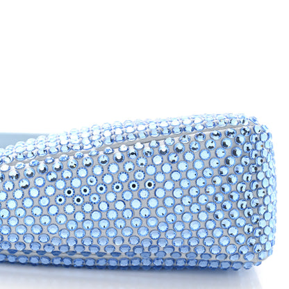 Prada Satin Crystal Triangle Pouch Celeste 9 of 11