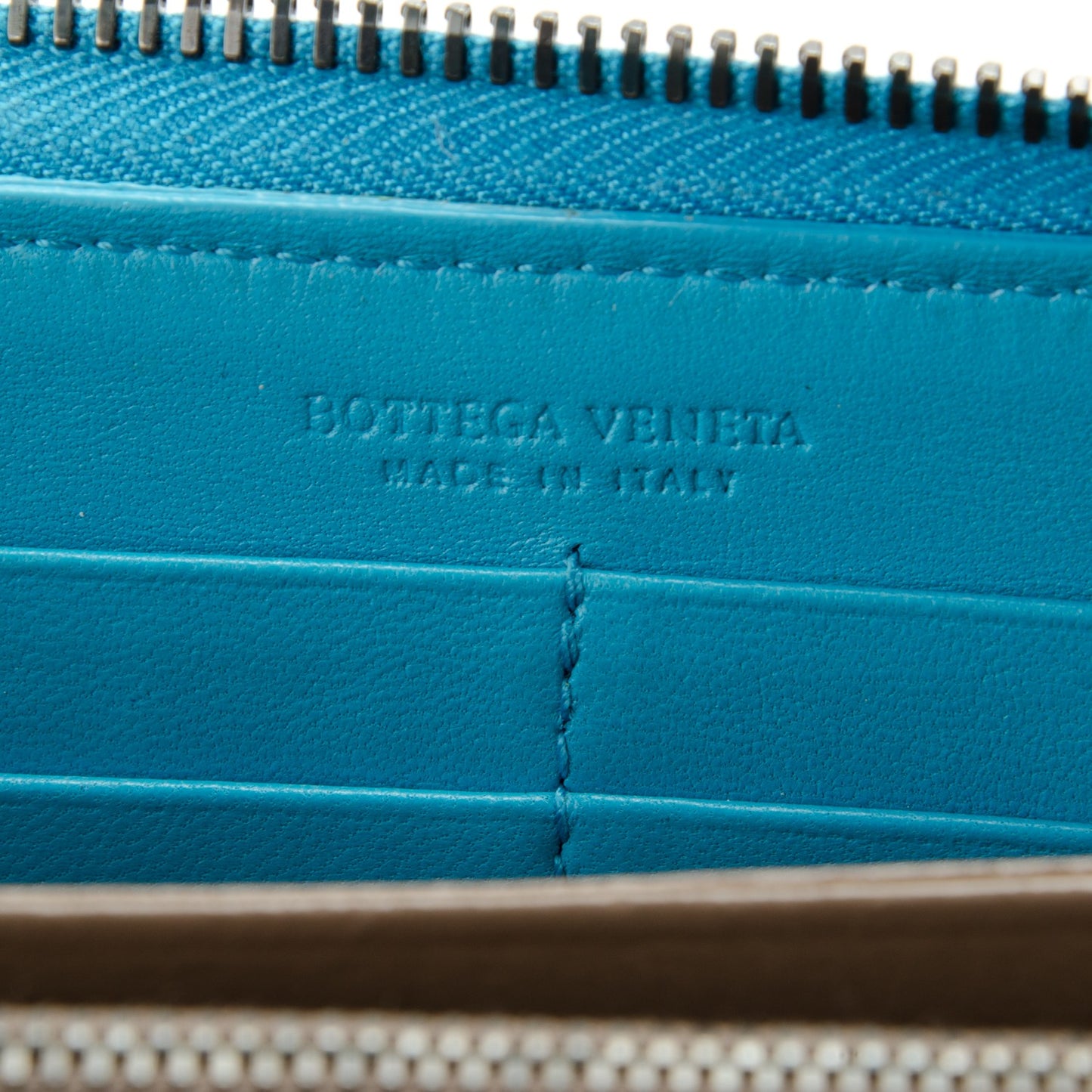 Nappa Intrecciato Zip Around Wallet Turquoise