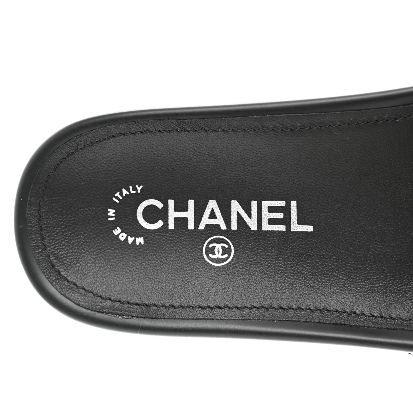 Tweed Lambskin Chain Flat Sandals 38 Black Multicolor