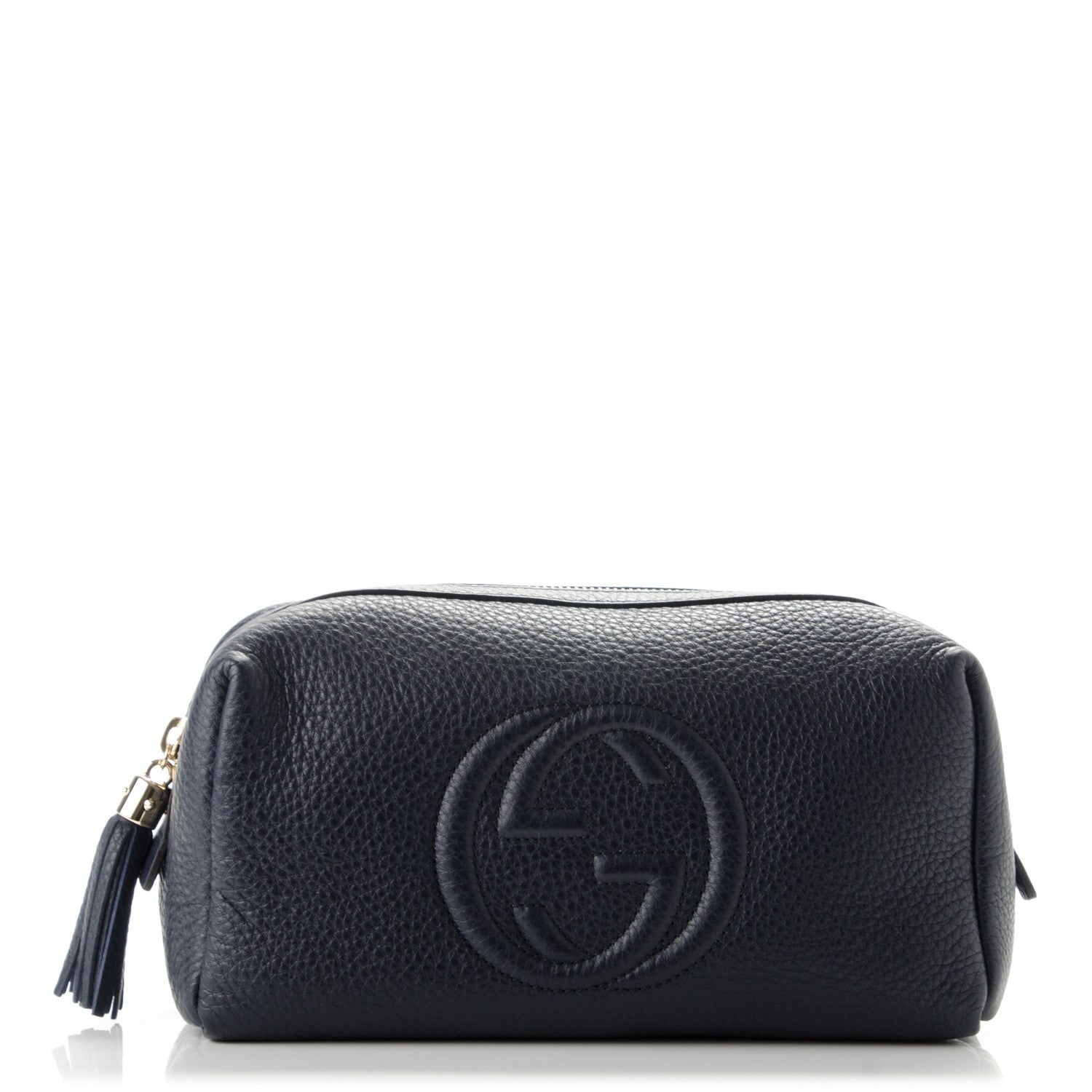 Gucci Pebbled Calfskin Large Soho Cosmetic Case Blue 1 of 7