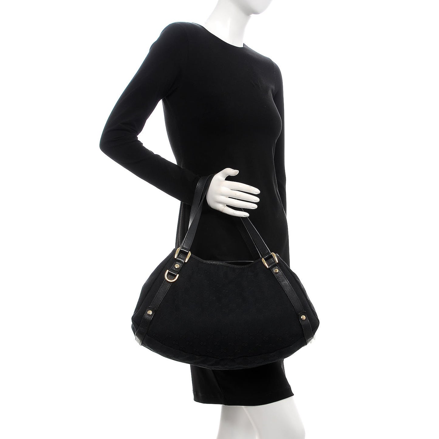 Monogram Medium Abbey Shoulder Bag Black
