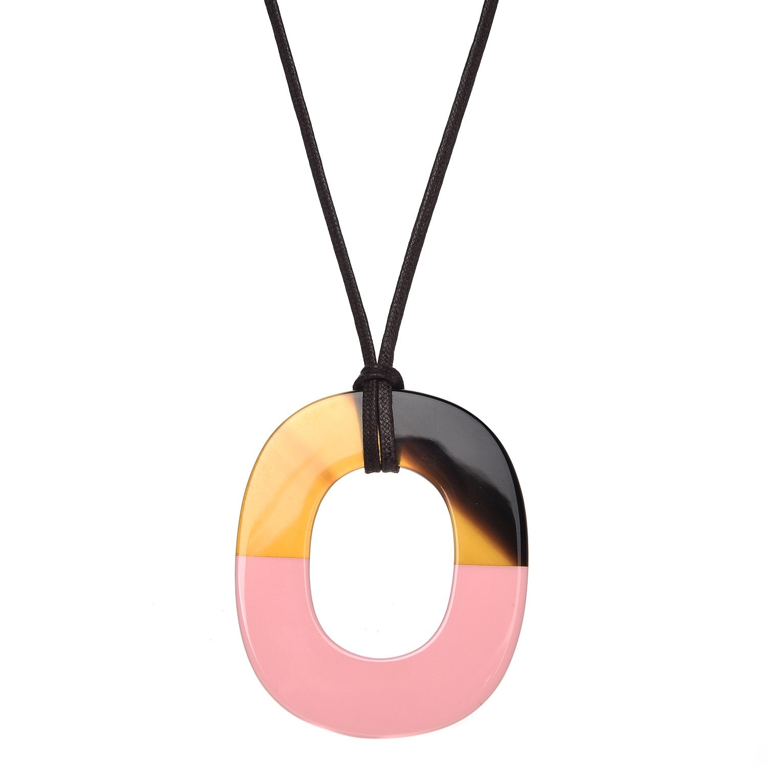 Hermes Buffalo Horn Isthme Pendant Necklace Rose Boudoir 1 of 6