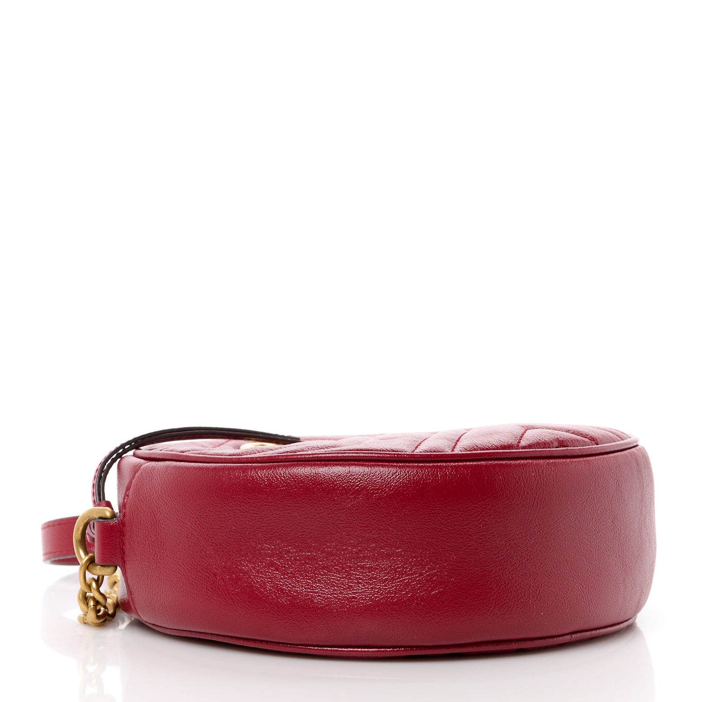 Glazed Calfskin Matelasse Heart Mini GG Marmont Round Shoulder Bag Romantic Cerise