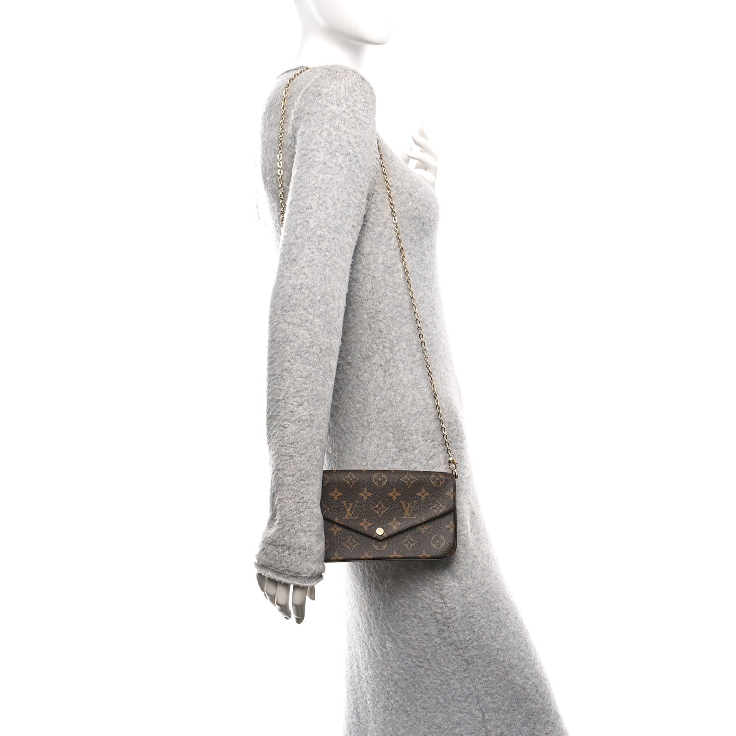 Monogram Pochette Felicie Chain Wallet Fuchsia