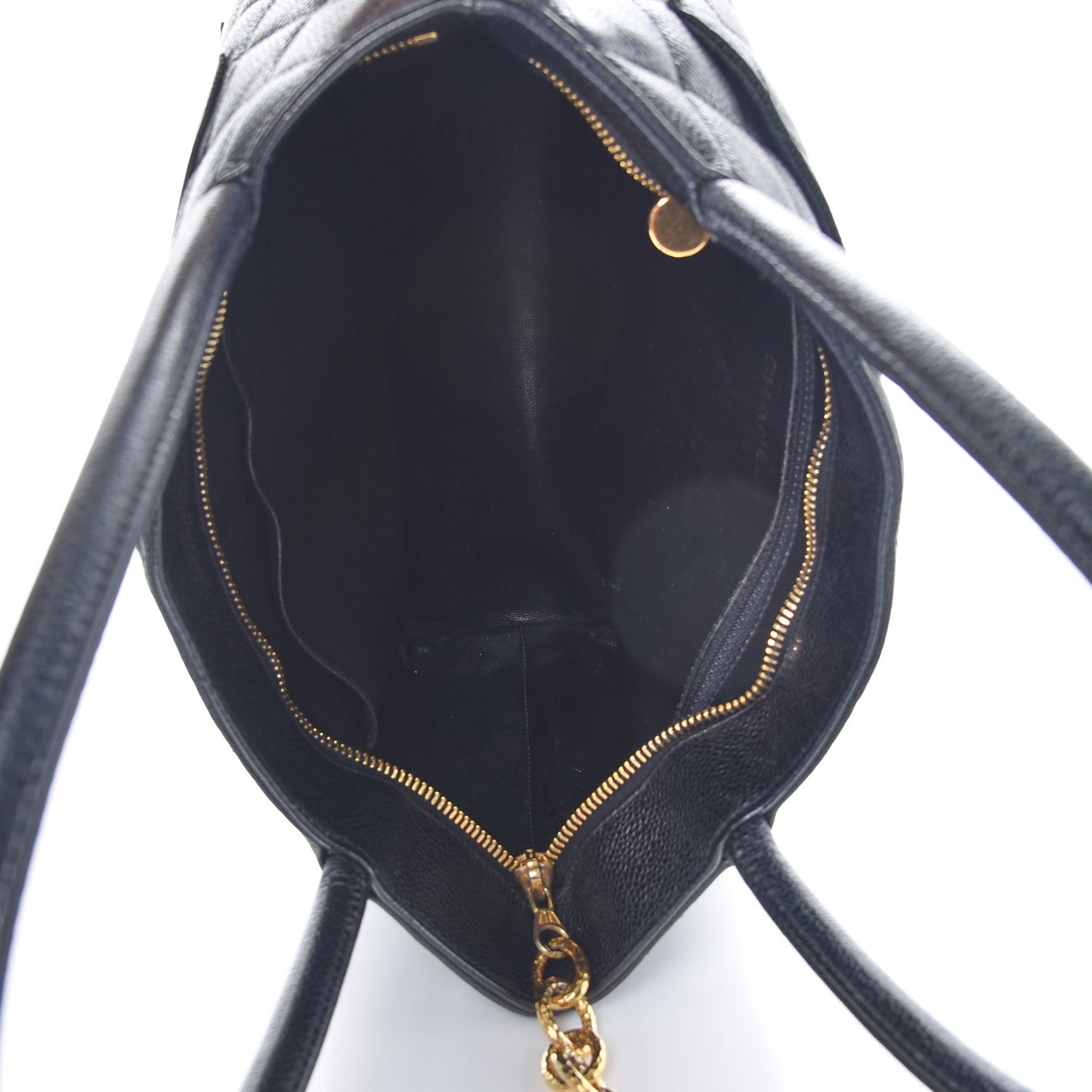 Caviar Quilted Medallion Tote Black