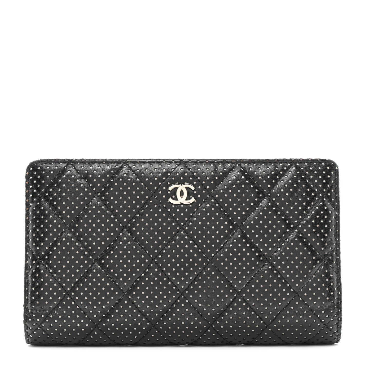 Chanel Lambskin Perforated Yen Wallet Black 1 of 10
