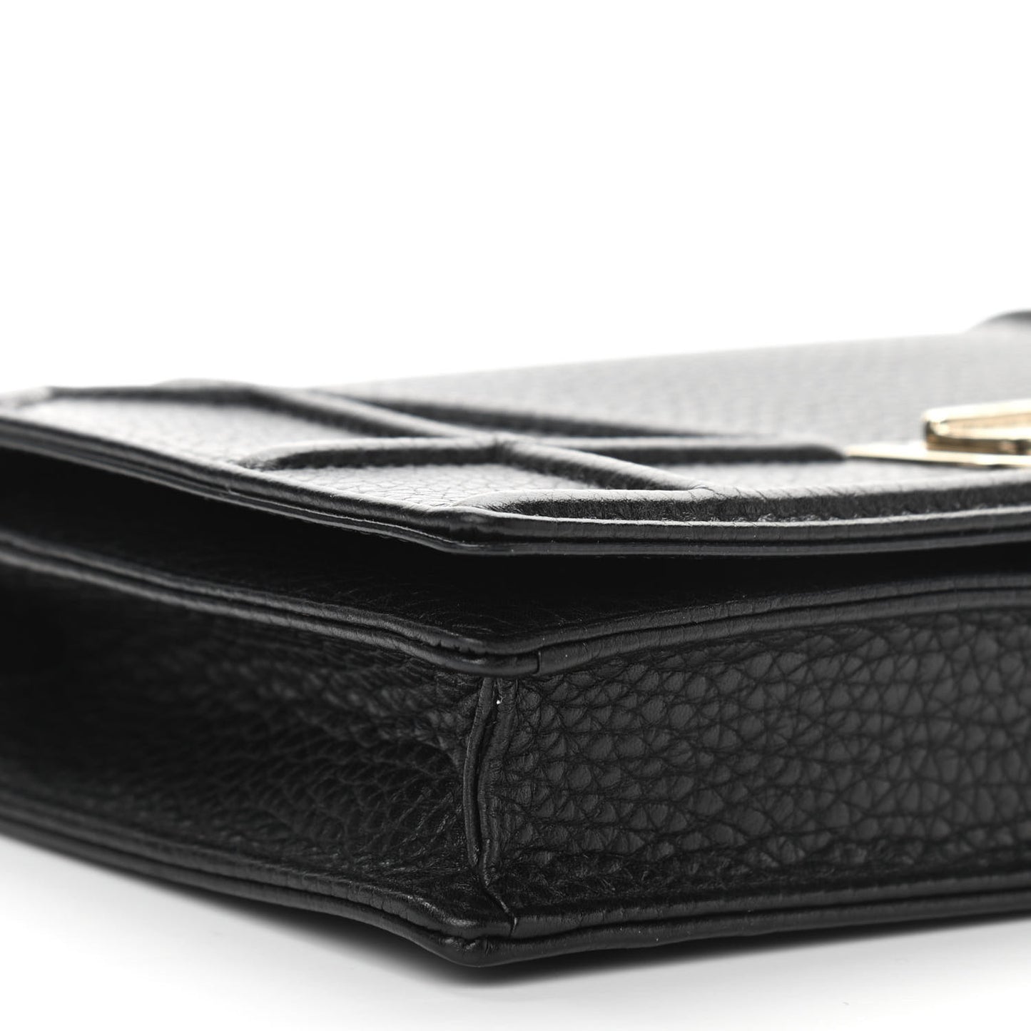 Grained Calfskin Diorama Wallet on Chain Pouch Black
